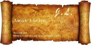Janik Lőrinc névjegykártya